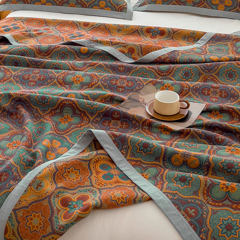 K-80 200x230±2cm Pure Cotton Retro Printed Throw Blanket Towel Quilt with 2 Pillowcases K-80 200x230±2cm Pure Cotton Retro Printed Throw Blanket Towel Quilt with 2 Pillowcases